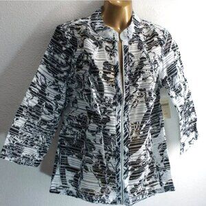 Coldwater creek burnout floral printed ribbon zip jacket size 8  NWTS